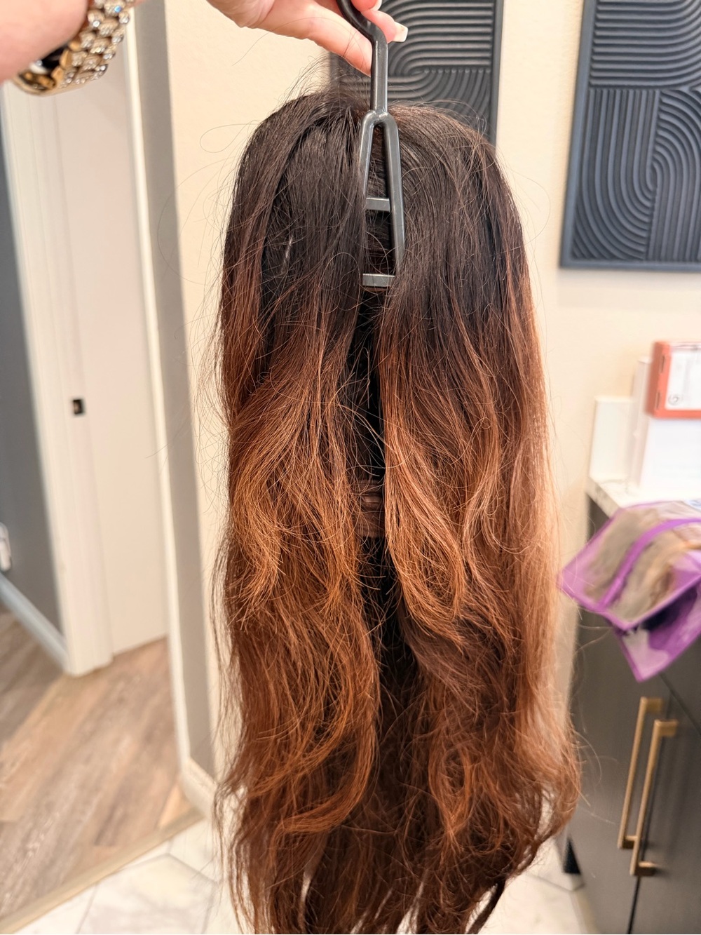 HairVivi Elena Brown highlights face framing lace, front glueless wig